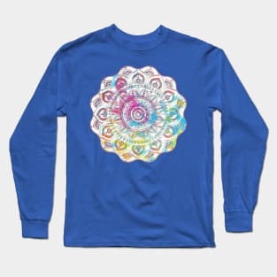 Digital Fluid Art Design - from Original Flip Cup Technique - Pastel Blue Mandala Long Sleeve T-Shirt